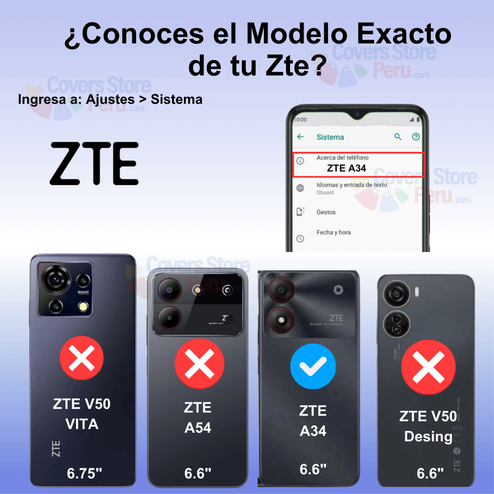 Funda para Zte A34 Space Original Transparente