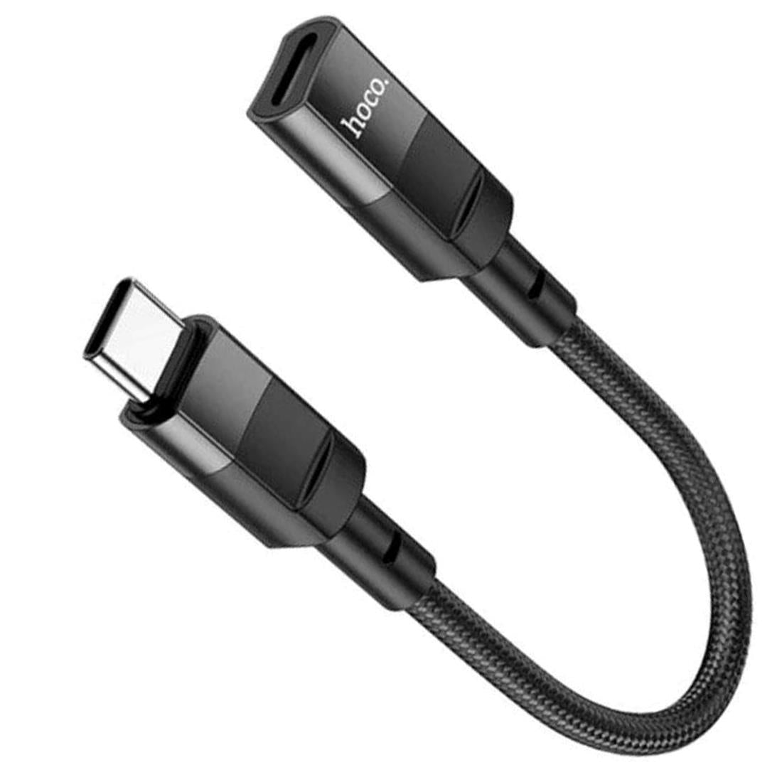Cable Adaptador Hoco U107 Tipo-C Macho a iP Hembra 0.1m Negro