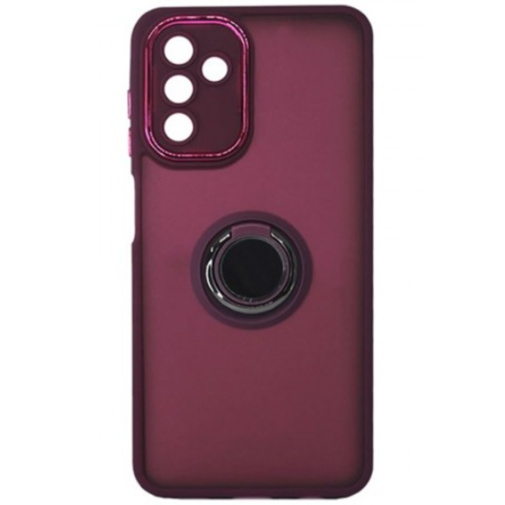 Funda para Samsung A12 Ahumado con Anillo Guinda Antishock