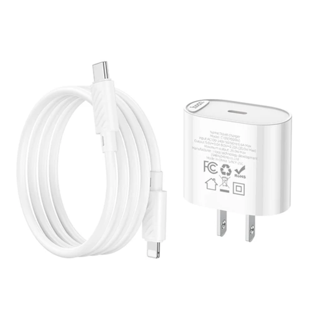 Cargador Hoco C109 PD20W Cable Tipo C a iP Blanco