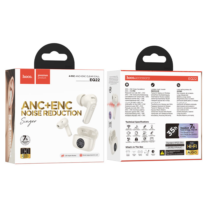 Audífonos Inalambricos Hoco EQ22 Bluetooth ANC ENC Blanco