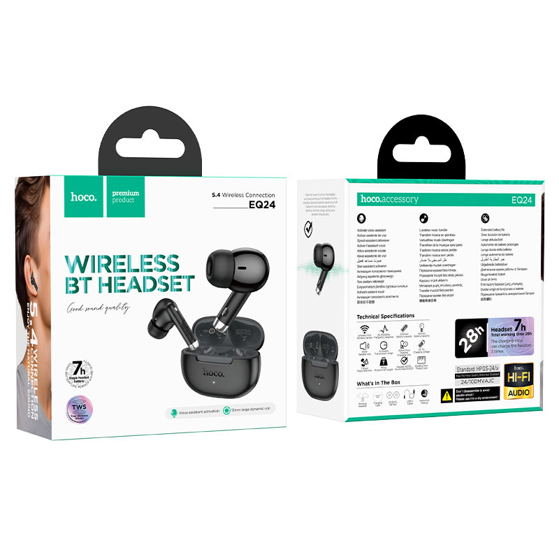 Audífonos Inalambricos Hoco EQ24  Bluetooth Stereo Negro