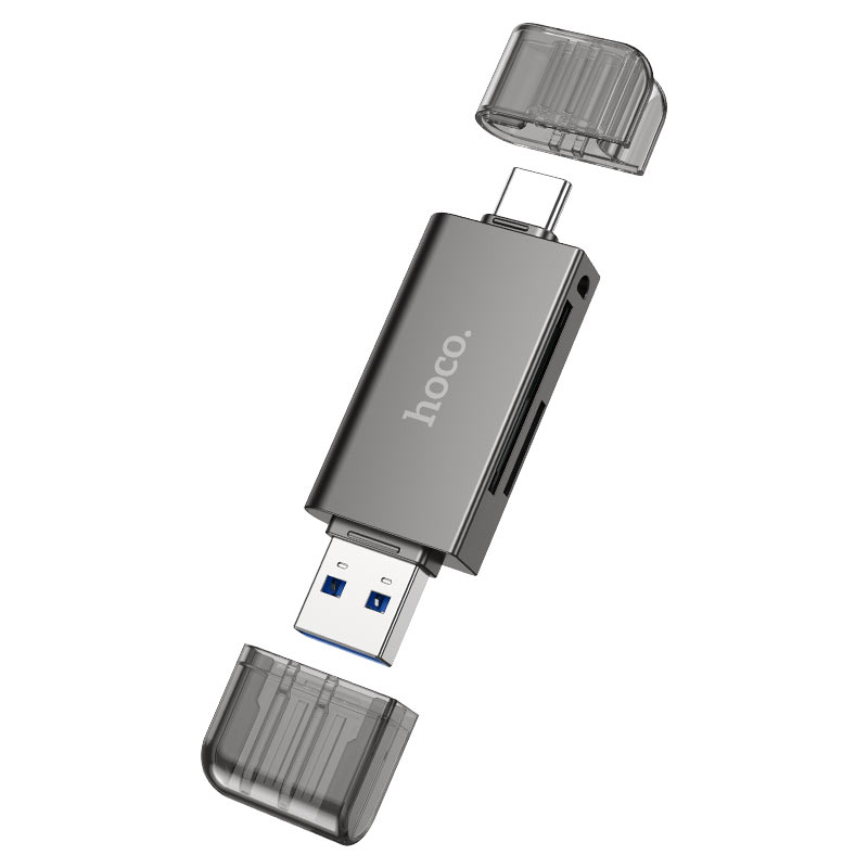Lector Tarjetas Hoco HB39 USB Tipo-C 3.0 High Speed Metal Gris