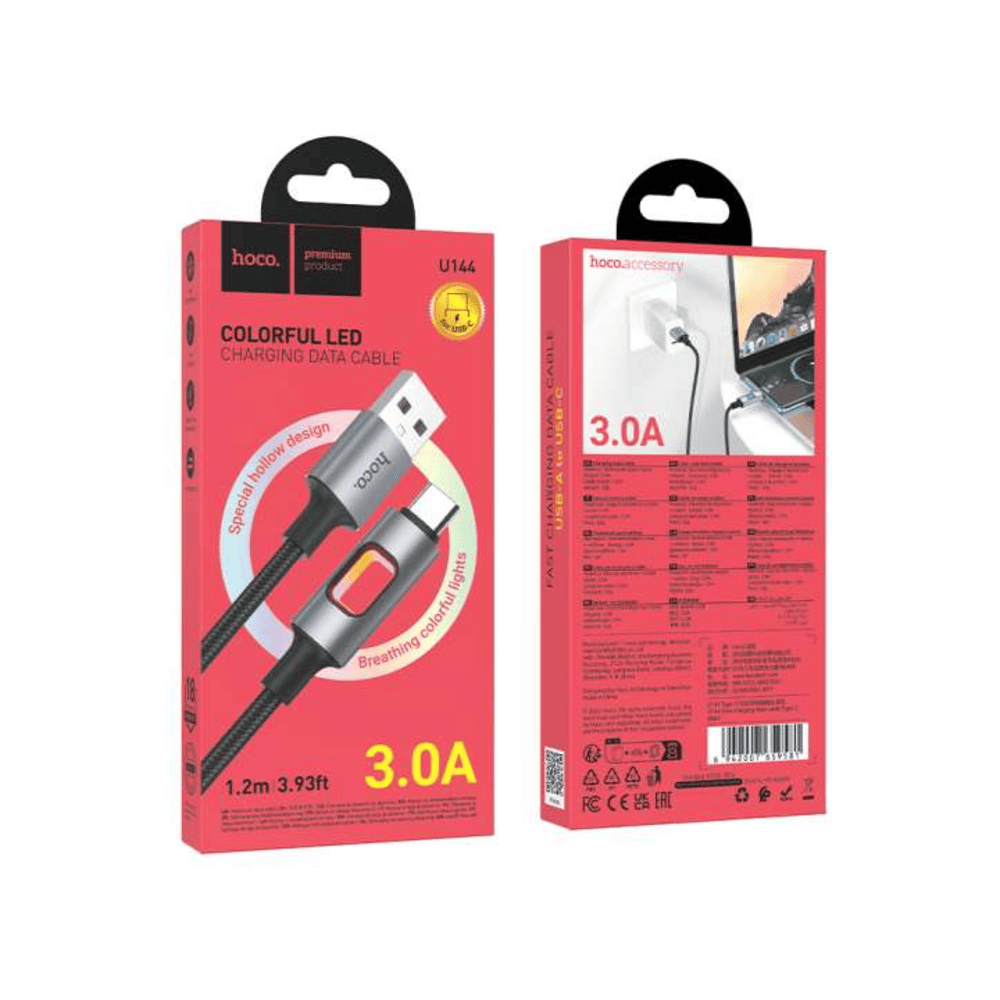 Cable Hoco U144 New USB a Tipo-C Carga Rápida Negro