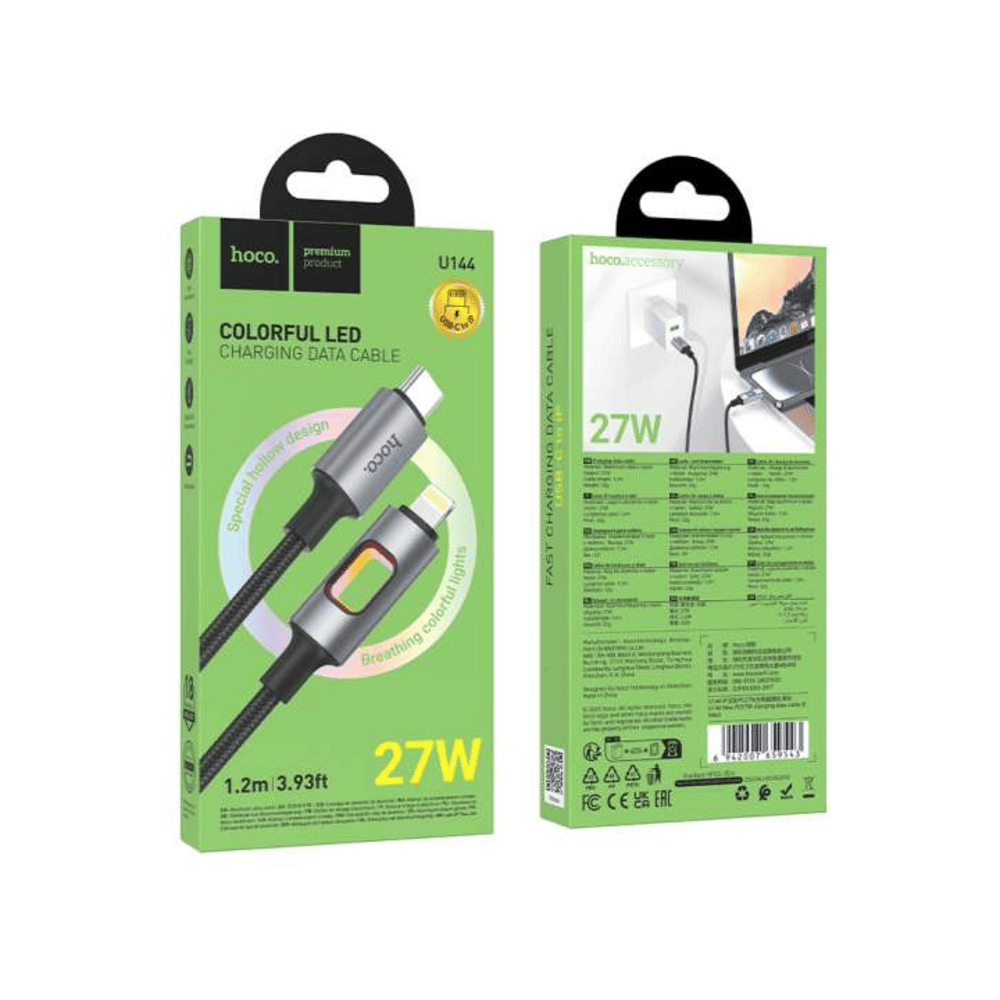Cable Hoco U144 New Tipo-C a iP PD 27W Carga Rápida Negro
