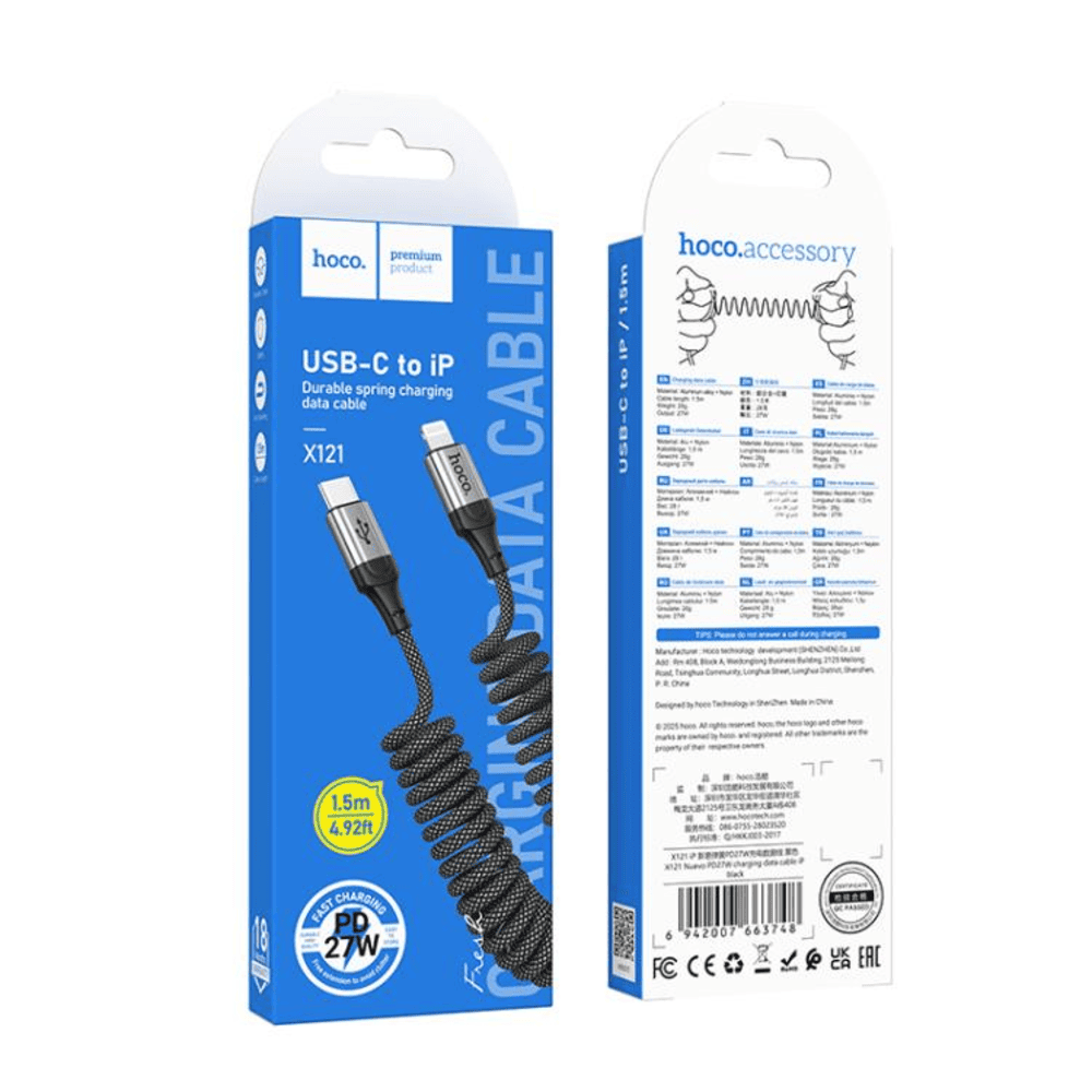 Cable Hoco X121 Nuevo Tipo-C a iP PD 27W Carga Rápida Negro