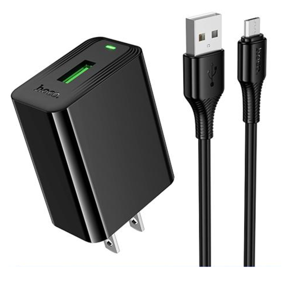 Cargador Cable Hoco CS92 Micro USB QC3.0 18W Negro