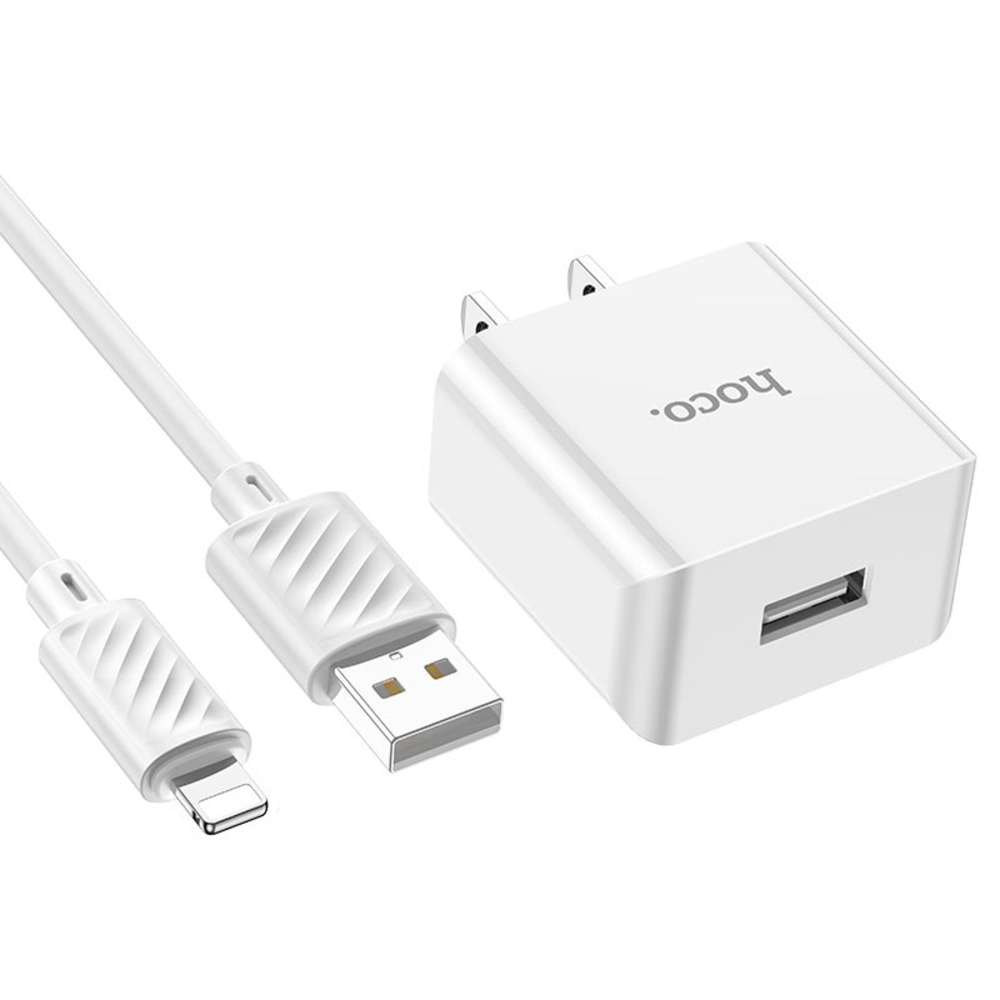 Cargador Hoco C106 Leisure Cable iP 10.5W Blanco