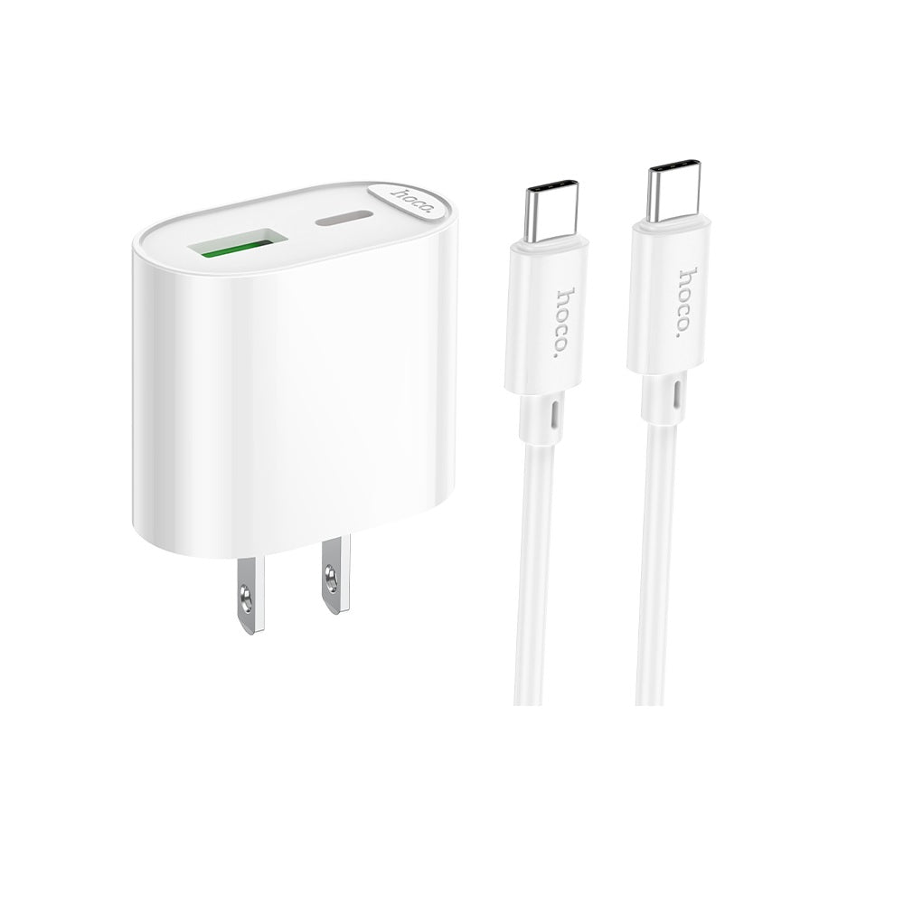 Cargador Hoco C109 PD20W QC3.0 Cable Tipo C a Tipo C Blanco