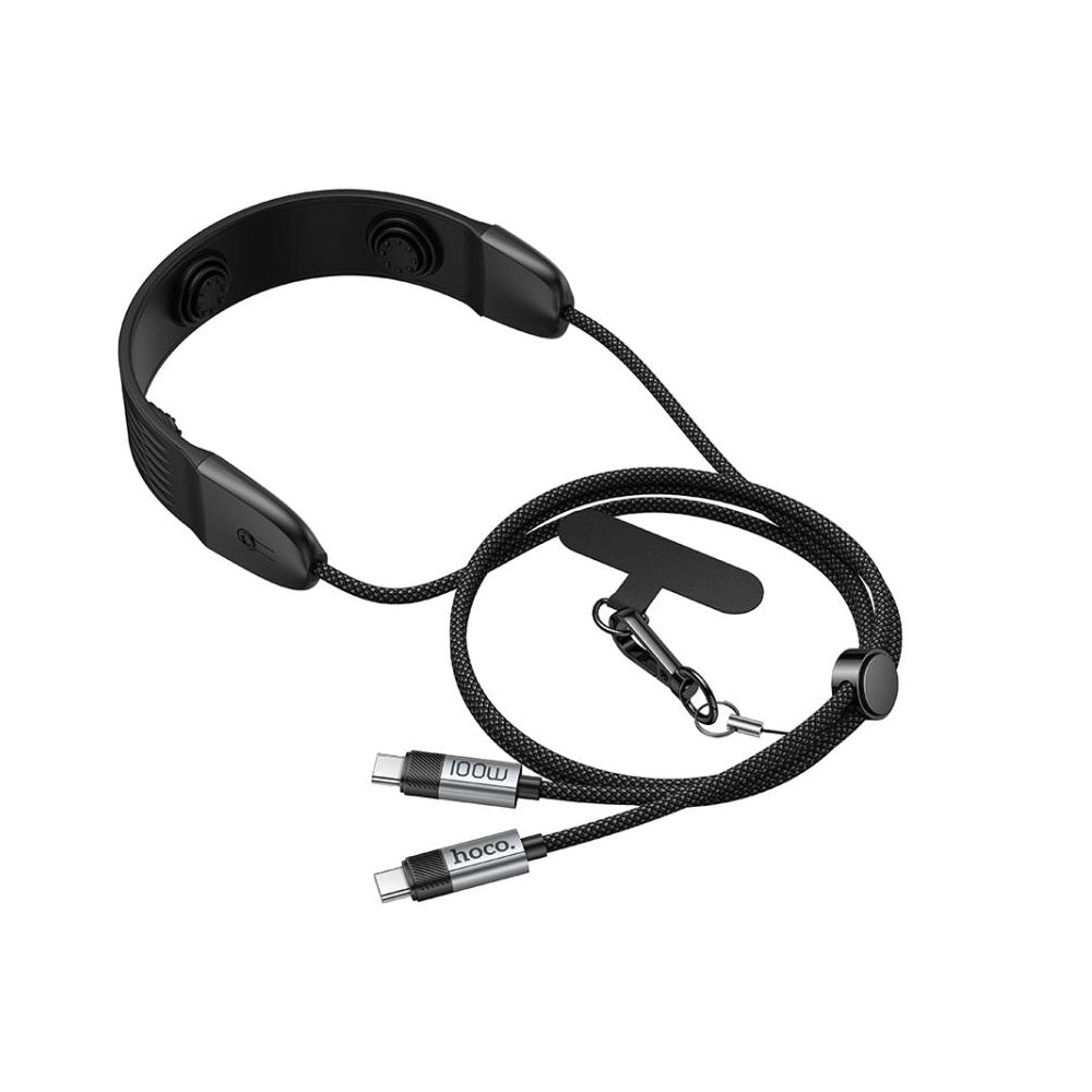 Cable Hoco U145 Tipo-C a Tipo-C 100W Cuello Con Masajeador Negro