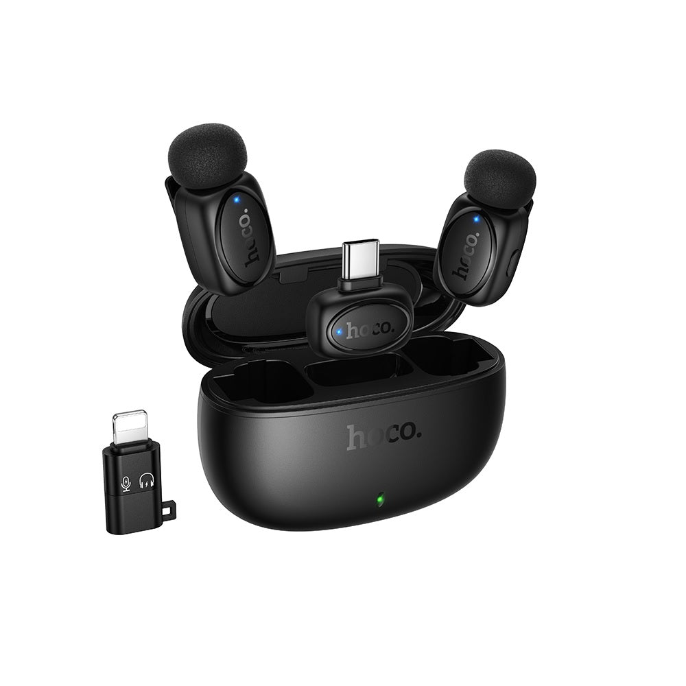 Microfono 2 en 1 Tipo C + IP Inalambrico Hoco L19 Negro