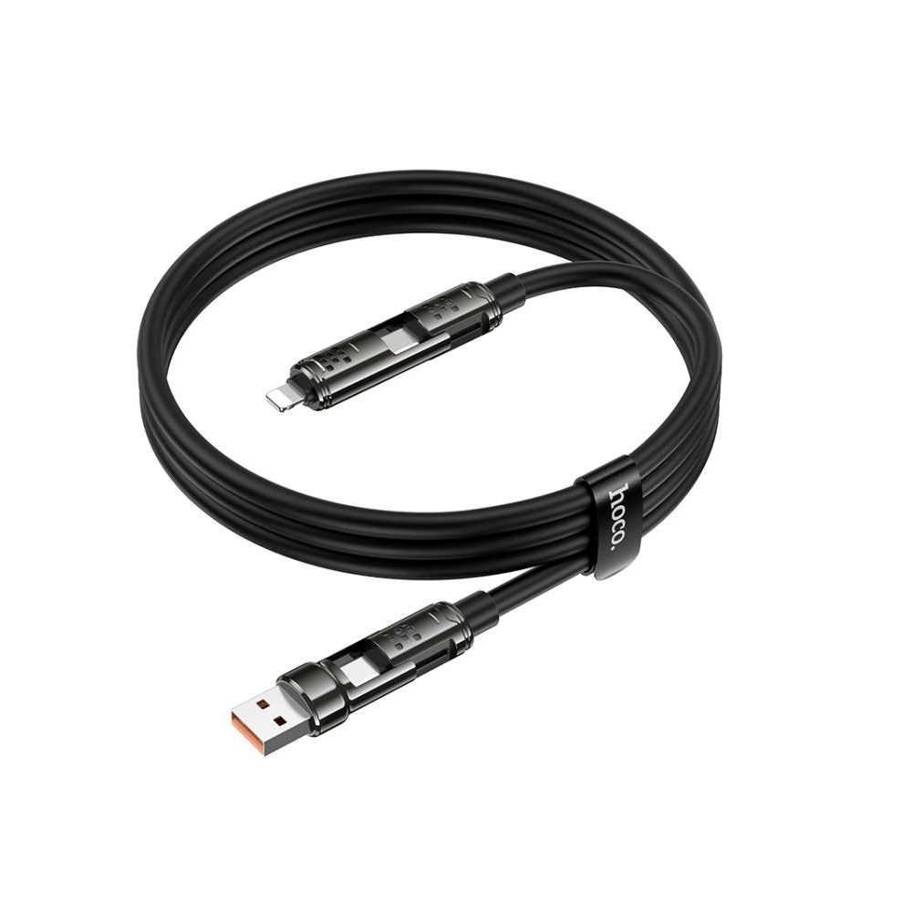 Cable Hoco U143 Joy 4 en 1 USB/C a iP y Tipo-C 240W Negro
