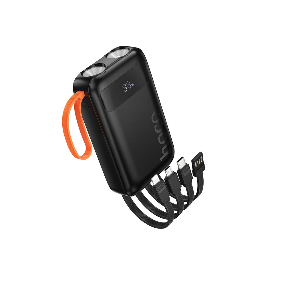 Power Bank 10000mAh Hoco J151 Spirit 4 Cables Linterna Negro