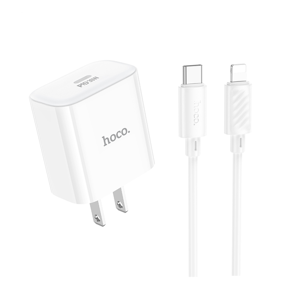 Cargador Hoco C76 Pro PD30W Cable Tipo C a iP Blanco