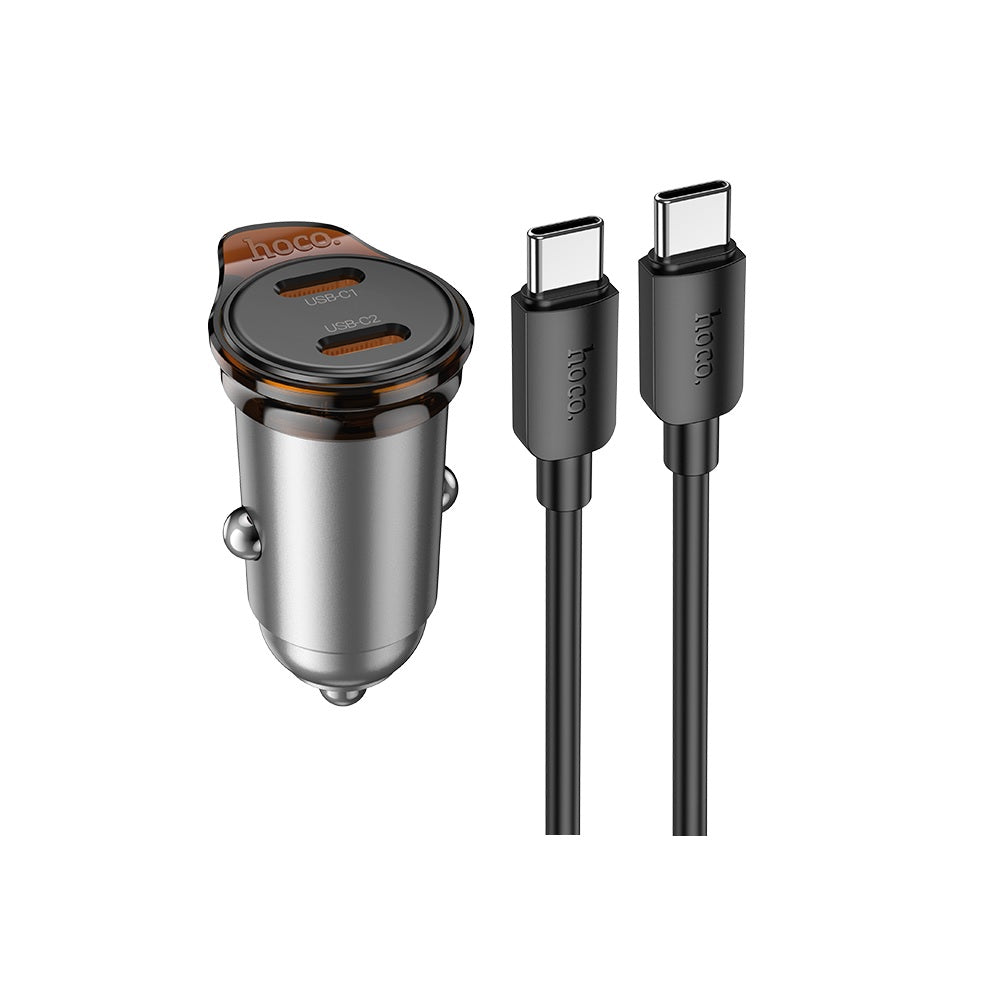 Cargador para auto Hoco NZ16B PD45W Cable Tipo C a C Gris