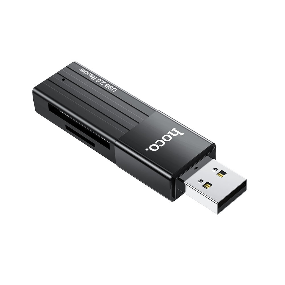 Lector Tarjetas SD TF USB 2.0 Hoco HB20 2en1 Negro