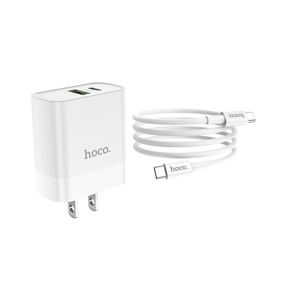 Cargador Cable Hoco C80 Tipo C a C PD20W QC3.0 Blanco