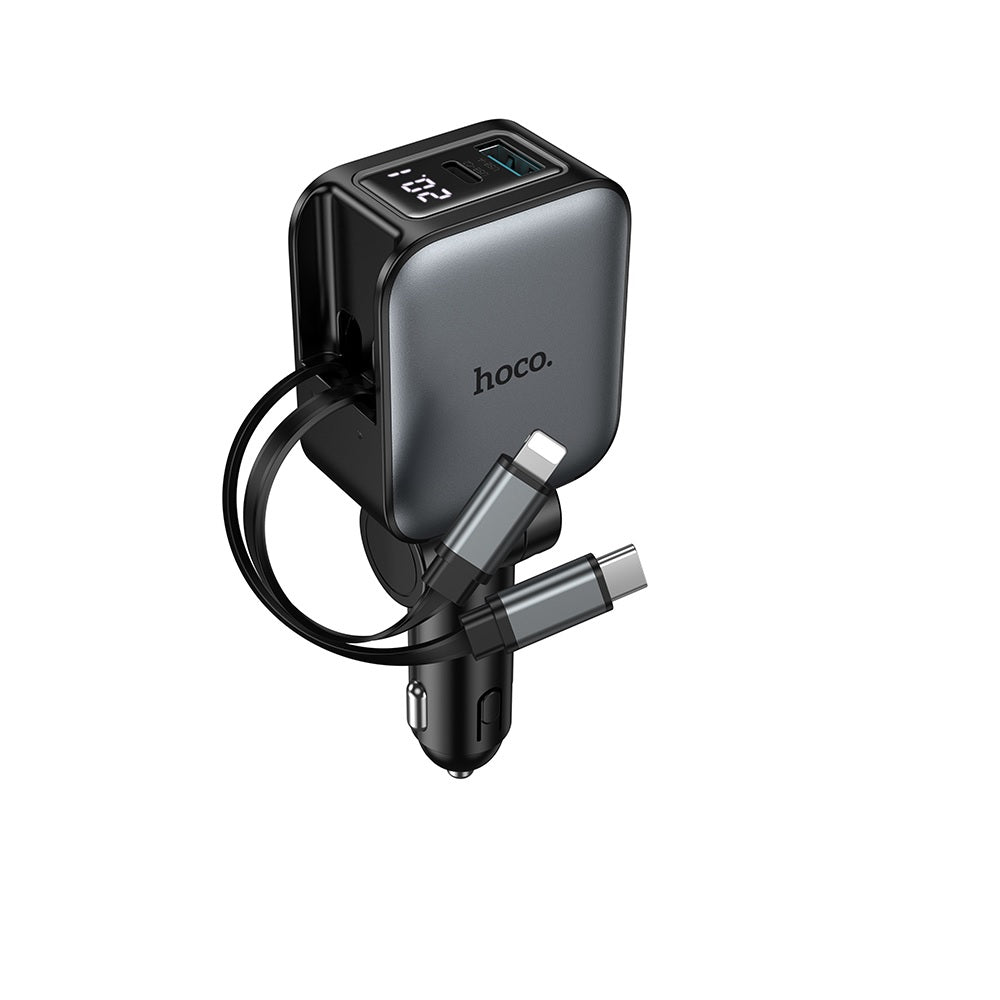 Cargador De Auto Carga Rapida 60W Cable Retractil HOCO Z67A