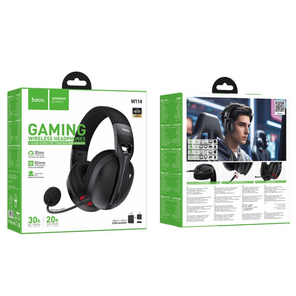 Audifonos Gamer Inalambricos Bluetooth RGB Hoco W114