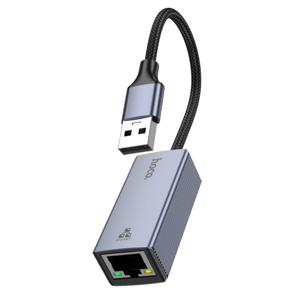 Adaptador Hoco UA37 USB a Ethernet Gigabit 1000Mbps Metal Gris