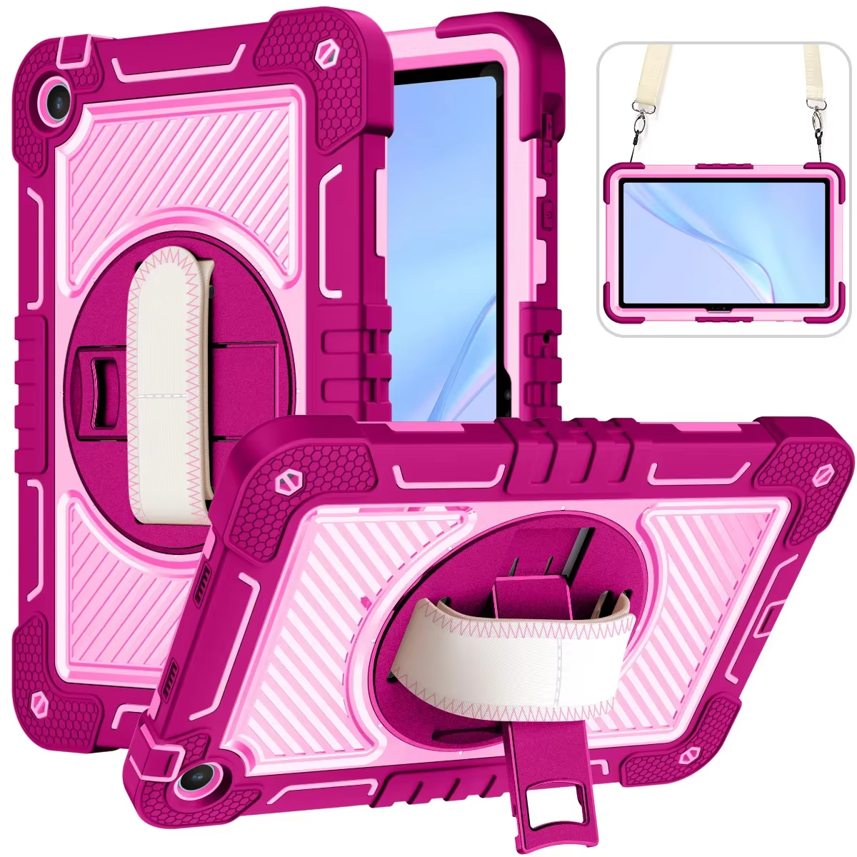 Funda para Lenovo Tab One 8.7" Armor con correa Rosa-Morado