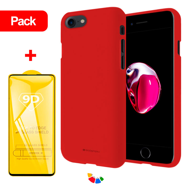 Combo Funda Case Soft Feeling Rojo + Mica 9D para iPhone 7