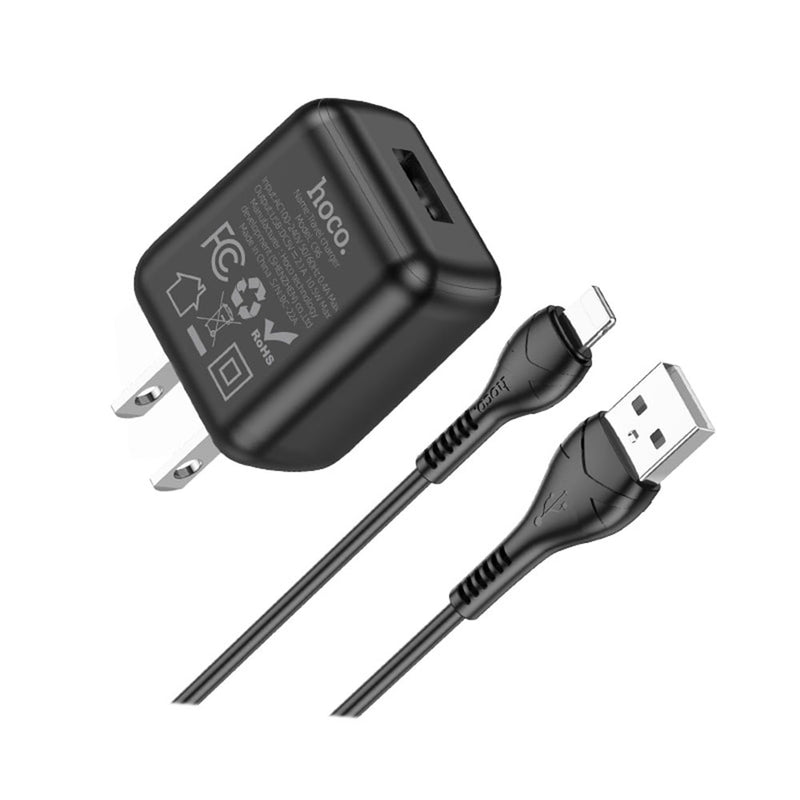 Cargador USB a Lightning y cable de 1m Hoco C96 2.1A Negro