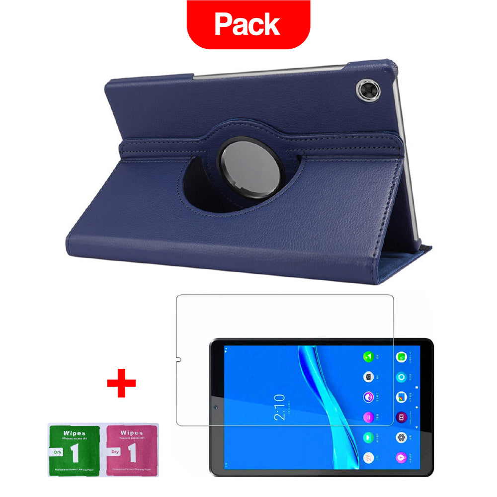 Combo Funda para Universal Tab 10" Giratoria Azul + Mica