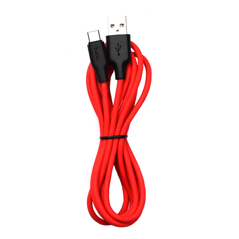 Cable USB a Tipo C 1m Hoco X21 Plus Rojo De Alta Calidad