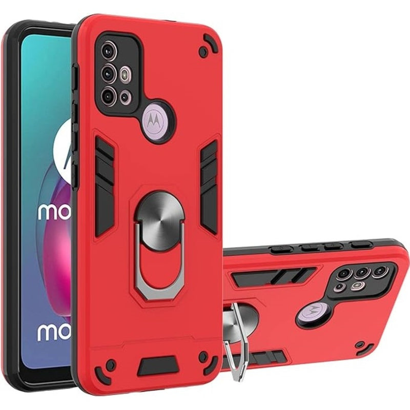 Funda Case para Motorola Moto G30 con Anillo Metálico Rojo