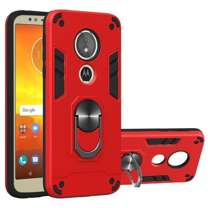 Funda Case para Motorola Moto E5 con Anillo Metálico Rojo