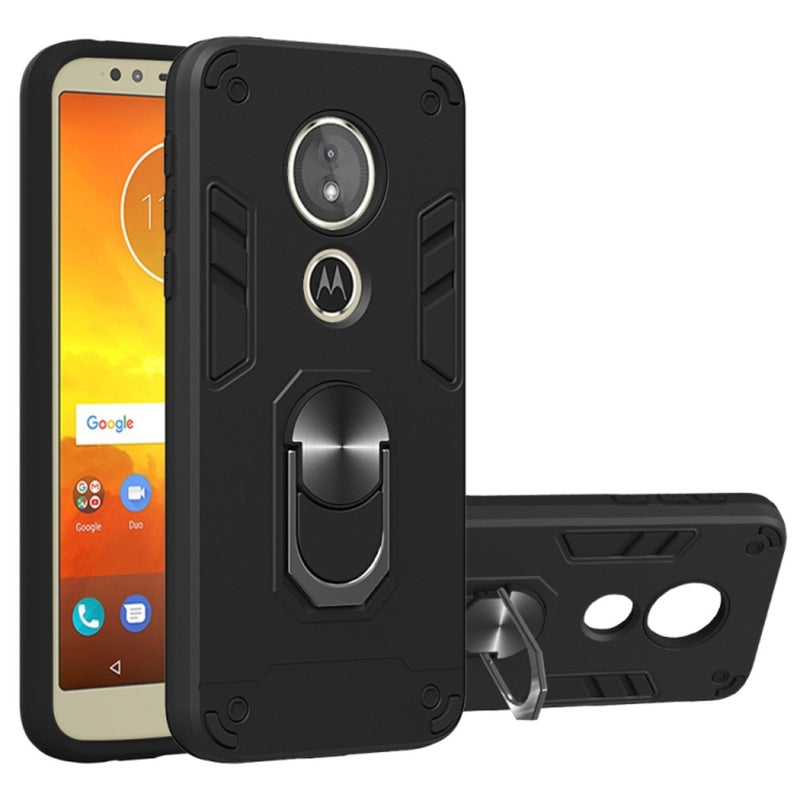 Funda Case para Motorola Moto E5 con Anillo Metálico Negro