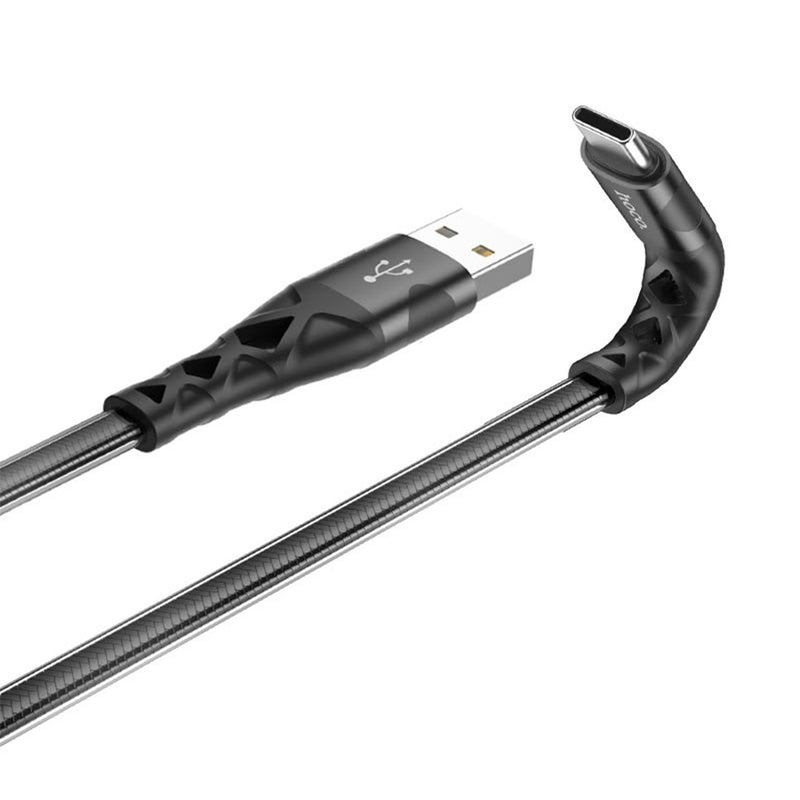 Cable USB a Tipo C 1.2m Hoco U105 Trenzado Negro De Calidad