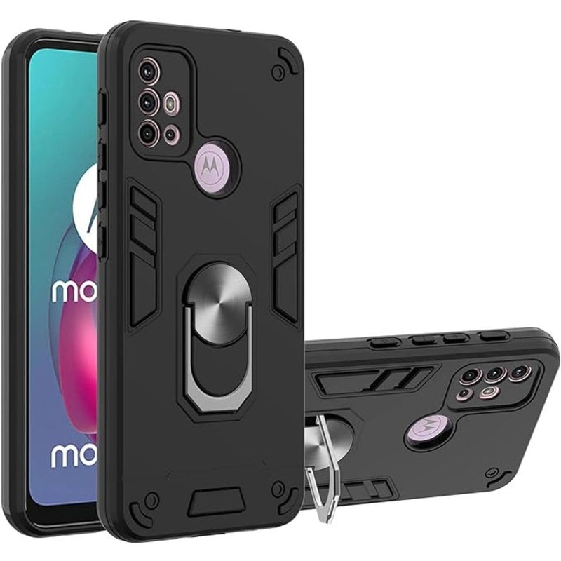 Funda Case para Motorola Moto G30 con Anillo Metálico Negro
