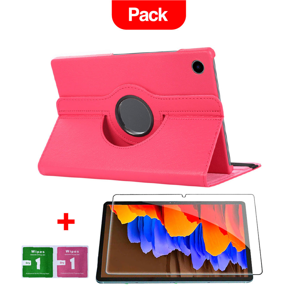 Combo Funda para Samsung Tab S7 FE T225 360° Fucsia + Mica