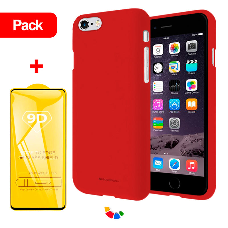 Combo Funda Case Soft Feeling Rojo + Mica 9D para iPhone 6s
