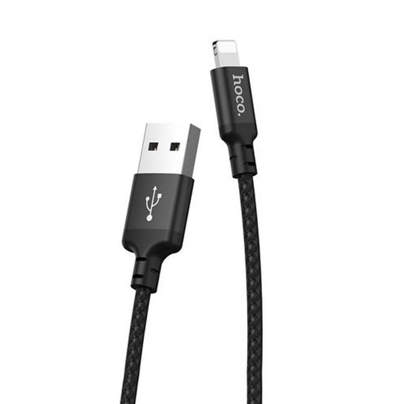 Cable USB a Lightning 2m Hoco X14 Trenzado Negro De Calidad