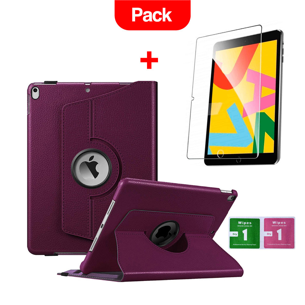 Combo Funda de iPad Pro 10.5" A1701 Giratoria Morado + Mica